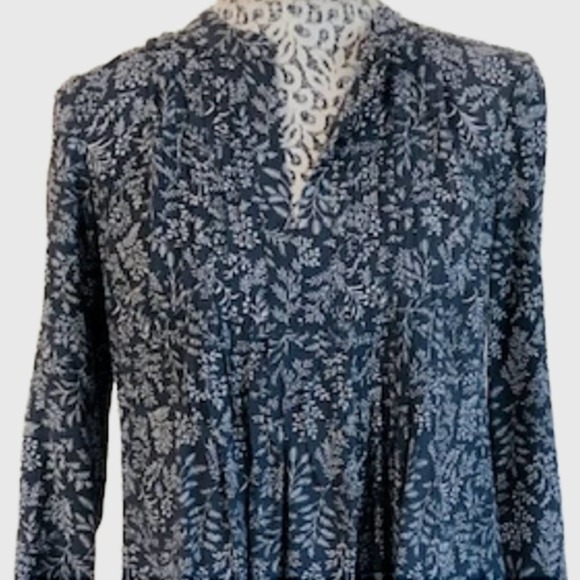 Old Navy Leaf Split Neck Long Sleeve Shirt Dress Gray & White, EUC -Size XS - Picture 4 of 10